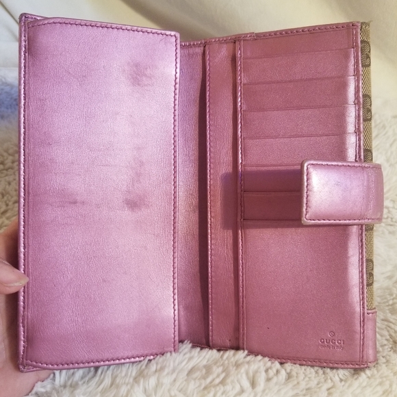 Gucci Canvas Guccisima Metallic Pink Wallet - Picture 8 of 16
